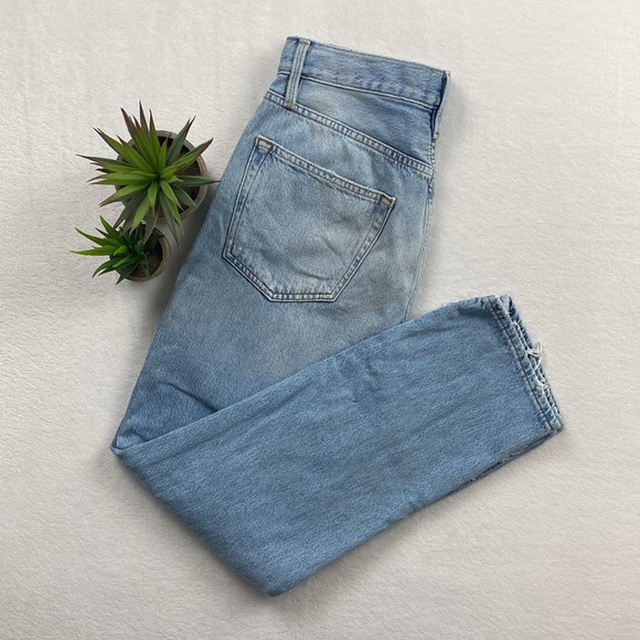 Frame High Waist Straight Leg Double Knee Patch Distressed Jean (Coast Combo) - Picture 2 of 16